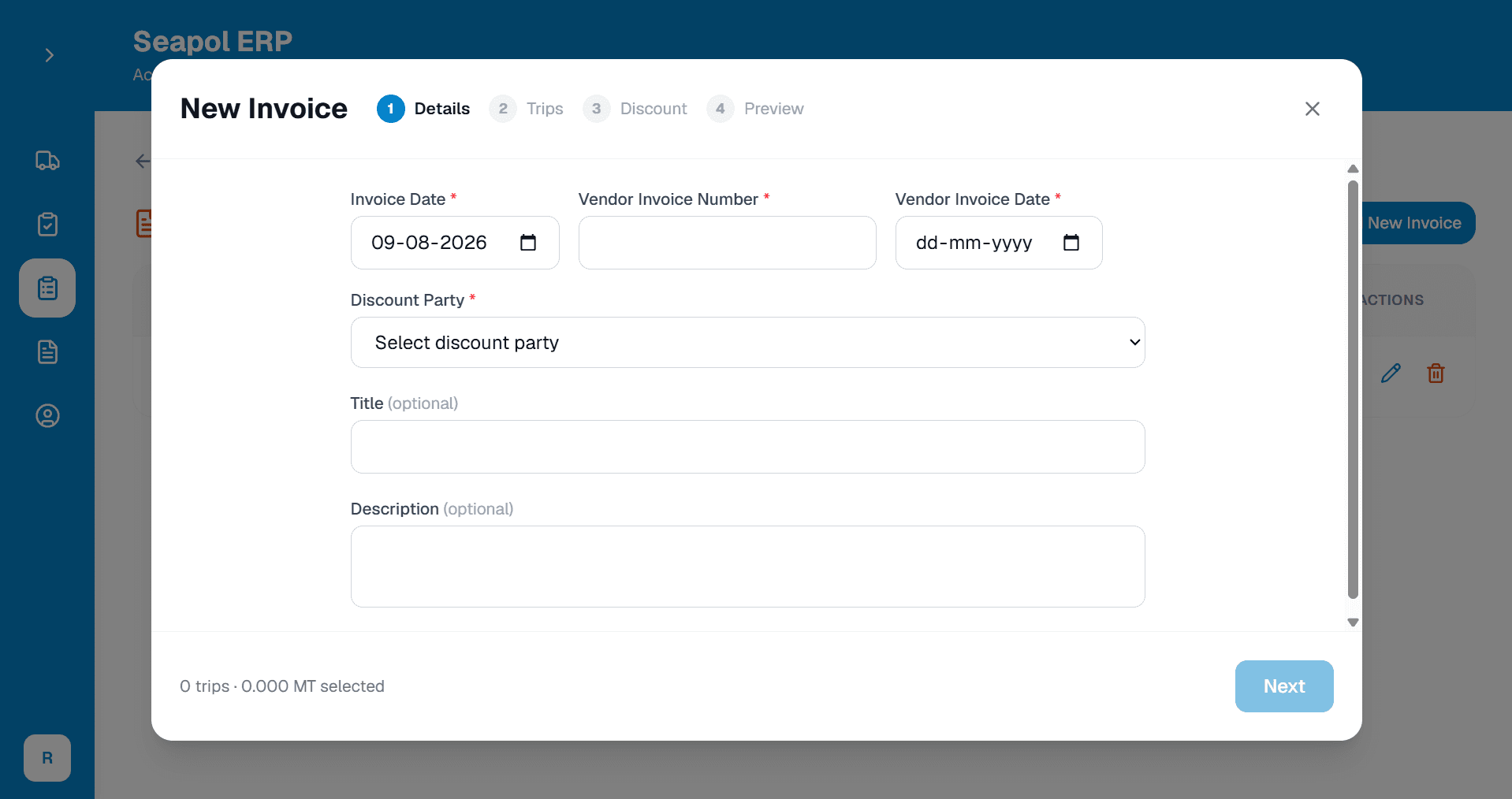 New invoice wizard