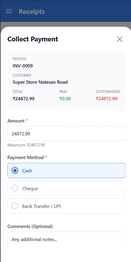 Collect payment on mobile